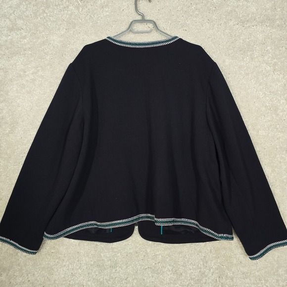 Talbots Jacket Womens 24W Navy Blue Braided Trim Zip Front Blazer Office Casual - Picture 10 of 14